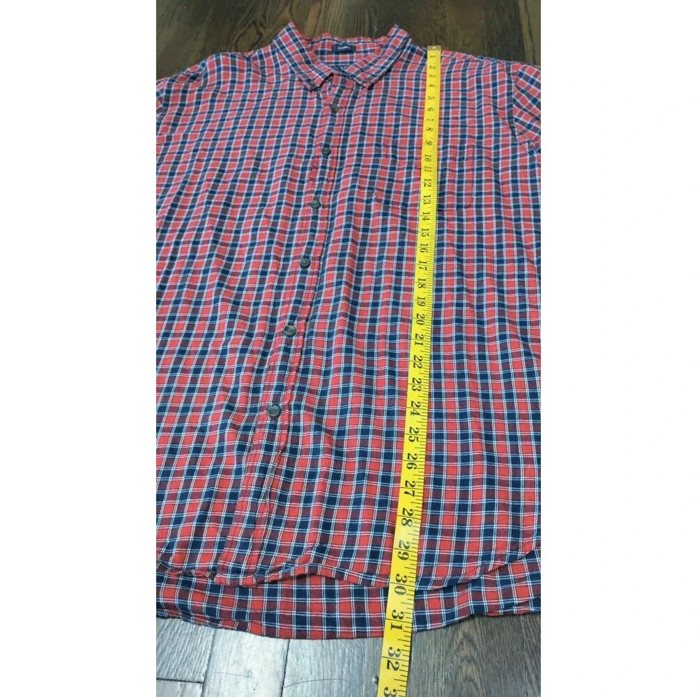 J. Crew Brushed Twill Flannel Mens 2XL Red Blue White Plaid American Classic EUC